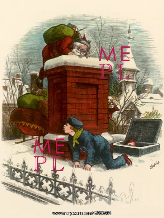  : Boy on Rooftop watching Santa enter House