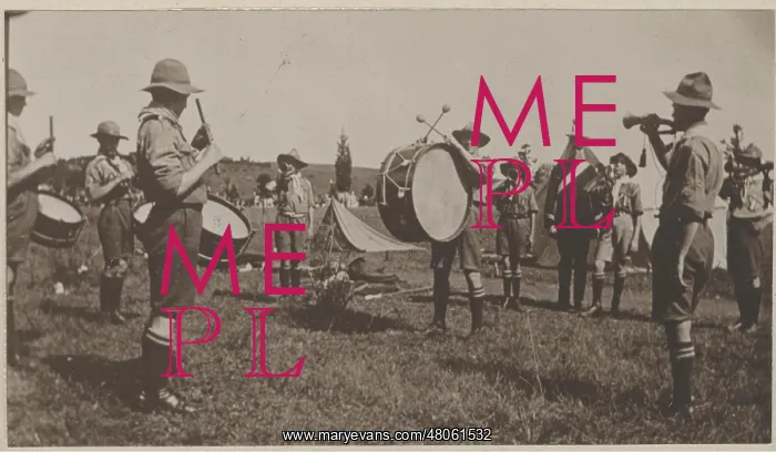 : Boy scout band at camp : Boy scout band at camp
