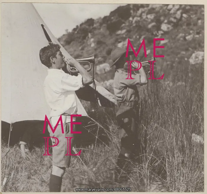 : Two boy scout buglers at camp