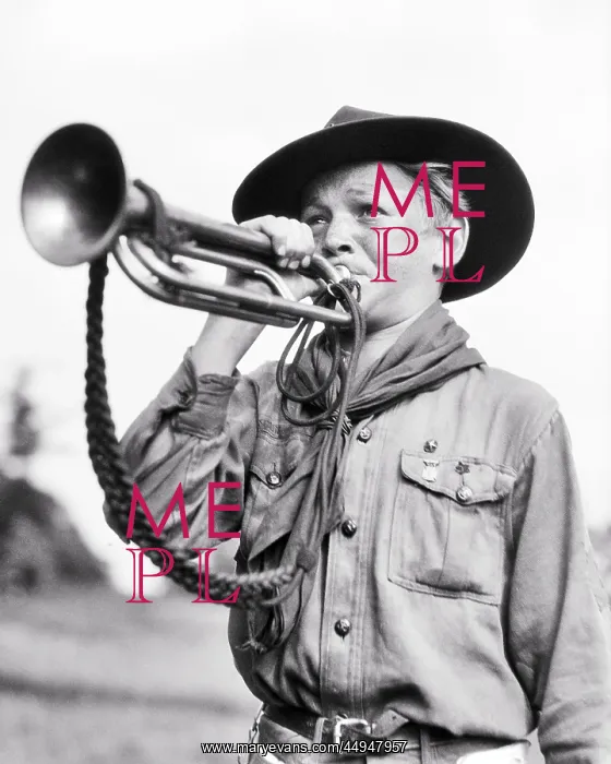 : Boy Scout in Uniform Blowing : Boy Scout in Uniform Blowing