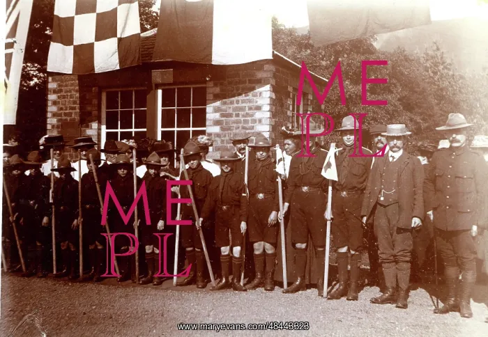 : Boy scouts, Blanefield, Scotland, awaiting royal visit : Boy scouts, Blanefield, Scotland, awaiting royal visit