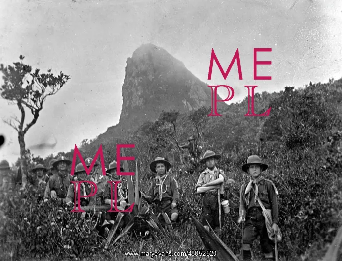 : Boy scouts climbing Le Pouce, Mauritius : Boy scouts climbing Le Pouce, Mauritius