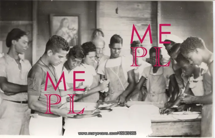 : Boy scouts cooking at camp, British Honduras : Boy scouts cooking at camp, British Honduras