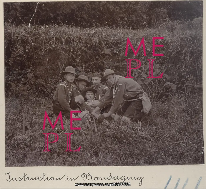 : Five boy scouts on an outdoor activity, Mauritius : Five boy scouts on an outdoor activity, Mauritius