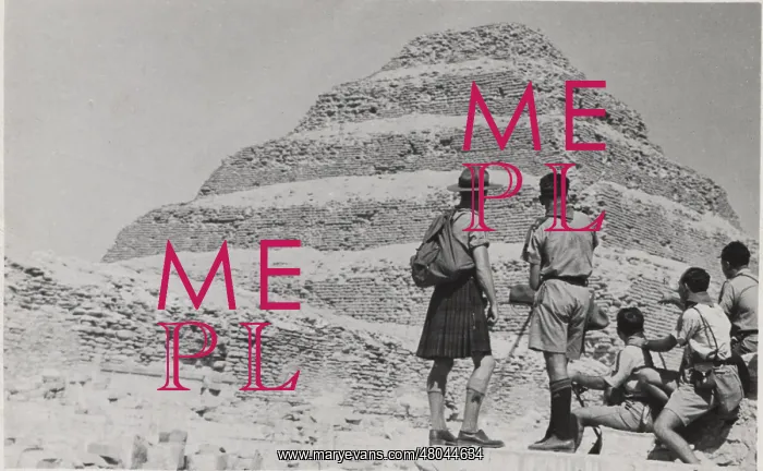 : Boy scouts at step pyramid of Zoser, Egypt : Boy scouts at step pyramid of Zoser, Egypt