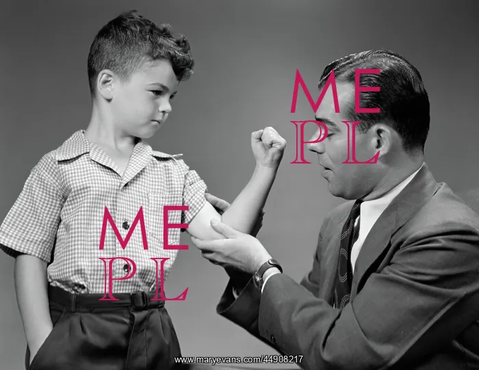  : Boy showing dad his muscles