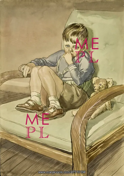 : Boy sitting with his teddy bear : Boy sitting with his teddy bear