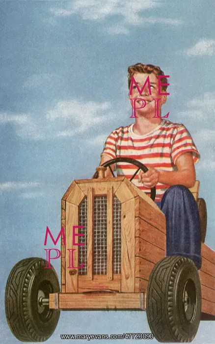 : Boy in Soapbox Car : Boy in Soapbox Car