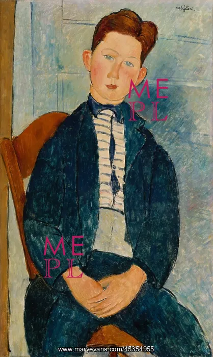 : BOY IN A STRIPED SWEATER, by Amedeo Modigliani : BOY IN A STRIPED SWEATER, by Amedeo Modigliani