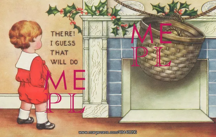 : A boy ties a large basket to the mantle-piece : A boy ties a large basket to the mantle-piece