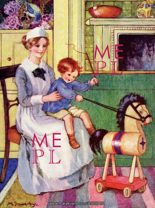 : Boy and a toy horse : Boy and a toy horse