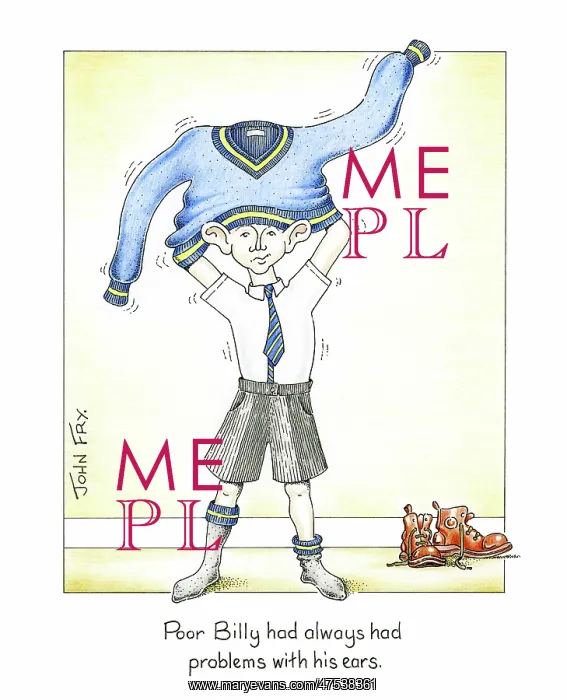 : Boy trying to put on a pullover over his head : Boy trying to put on a pullover over his head