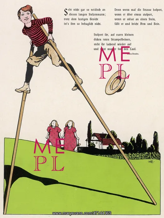 : Boy walking on stilts : Boy walking on stilts