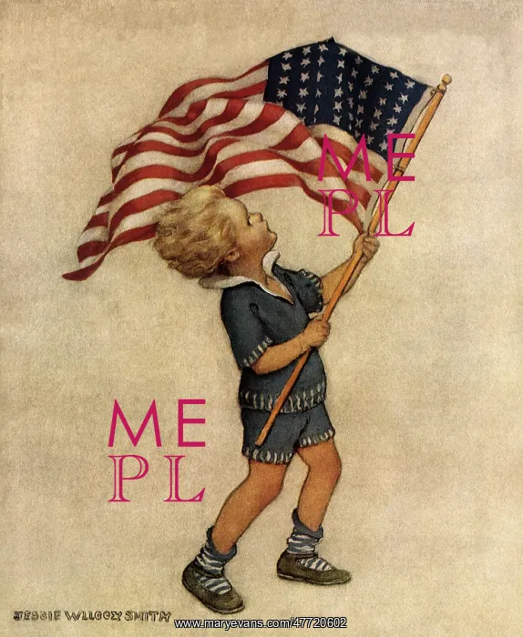 : Boy waving American Flag : Boy waving American Flag