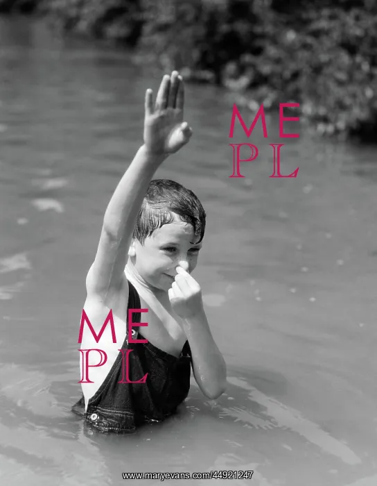 : Boy wearing overalls as bathing suit standing : Boy wearing overalls as bathing suit standing