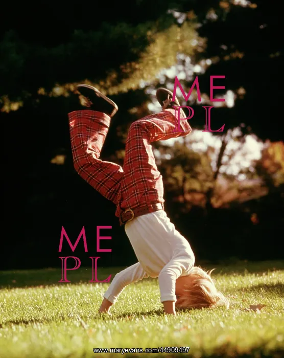 : Boy White Shirt Plaid Pants Standing on Head Upside Down : Boy White Shirt Plaid Pants Standing on Head Upside Down
