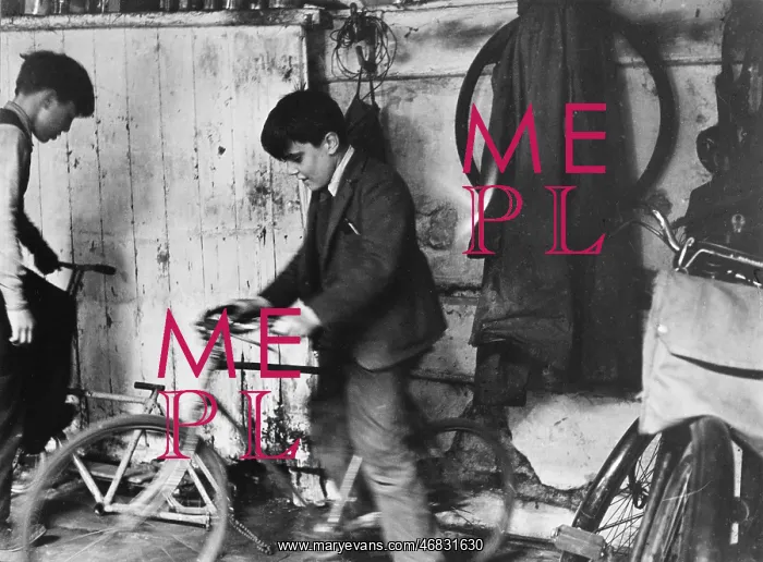 : Boys with bikes in Addison Place : Boys with bikes in Addison Place