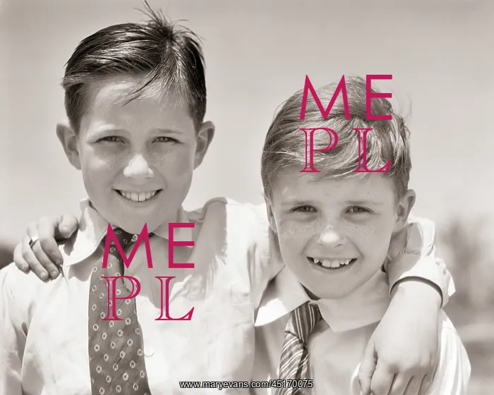  : Two Boys Brothers Younger and Older Arms Around