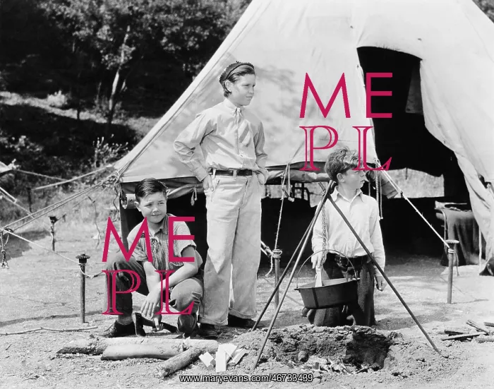 : Three boys camping : Three boys camping
