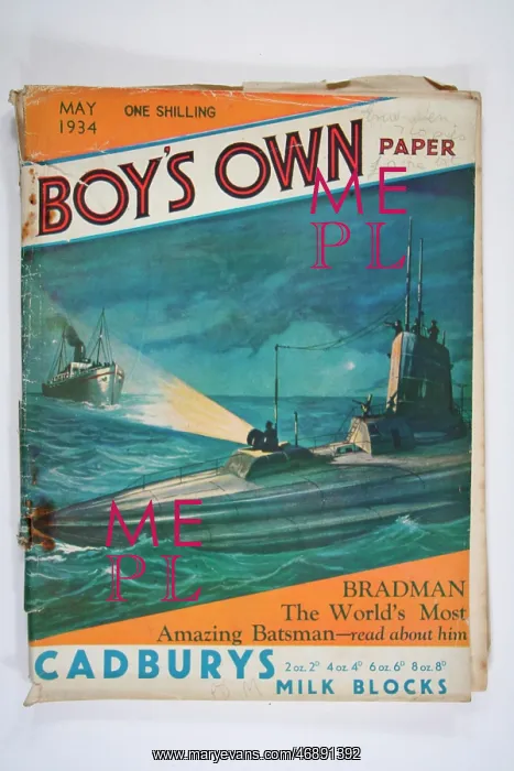 : Boys Own front cover, May 1934, Submarine in : Boys Own front cover, May 1934, Submarine in