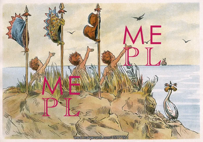 : Three boys on a desert island attract a passing ship : Three boys on a desert island attract a passing ship