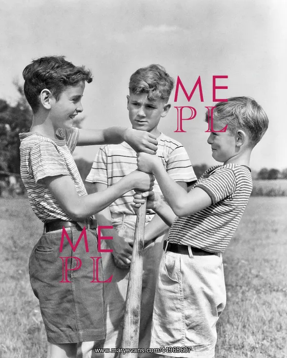 : Boys Doing Hand Over Hand on Baseball Bat For : Boys Doing Hand Over Hand on Baseball Bat For