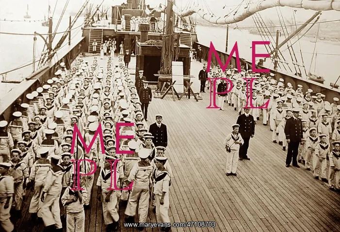  : Boys drilling on deck, Training Ship Exmouth, early 1900s