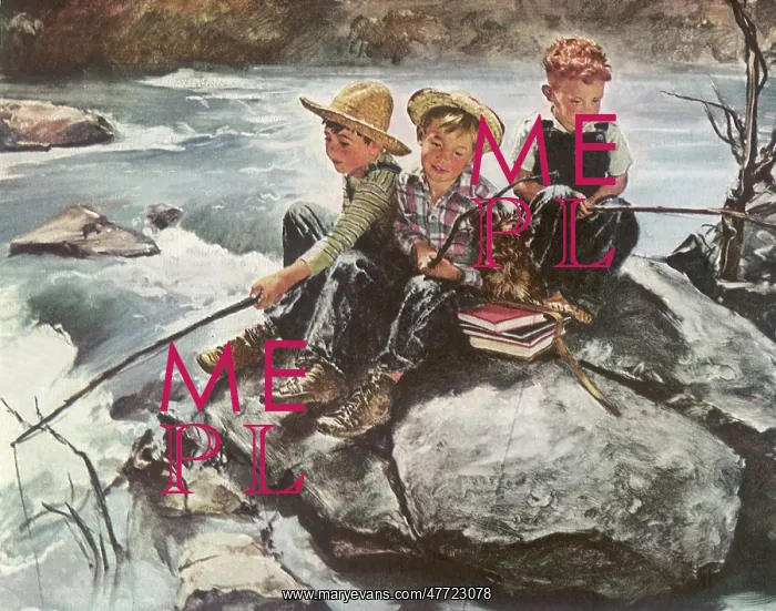 : Boys Fish in River : Boys Fish in River