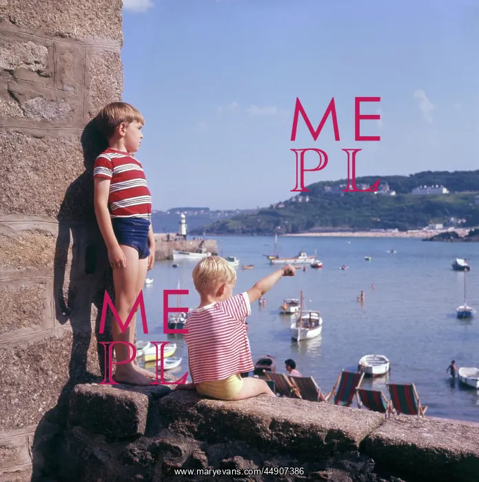 : Two boys in the harbour, St Ives, Cornwall : Two boys in the harbour, St Ives, Cornwall