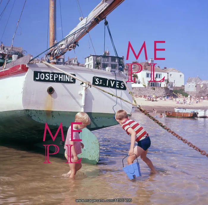 : Two boys in the harbour, St Ives, Cornwall : Two boys in the harbour, St Ives, Cornwall