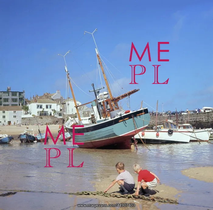 : Two boys in the harbour, St Ives, Cornwall : Two boys in the harbour, St Ives, Cornwall
