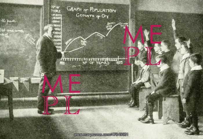 : Boys learning about population growth at a Yorkshire school : Boys learning about population growth at a Yorkshire school