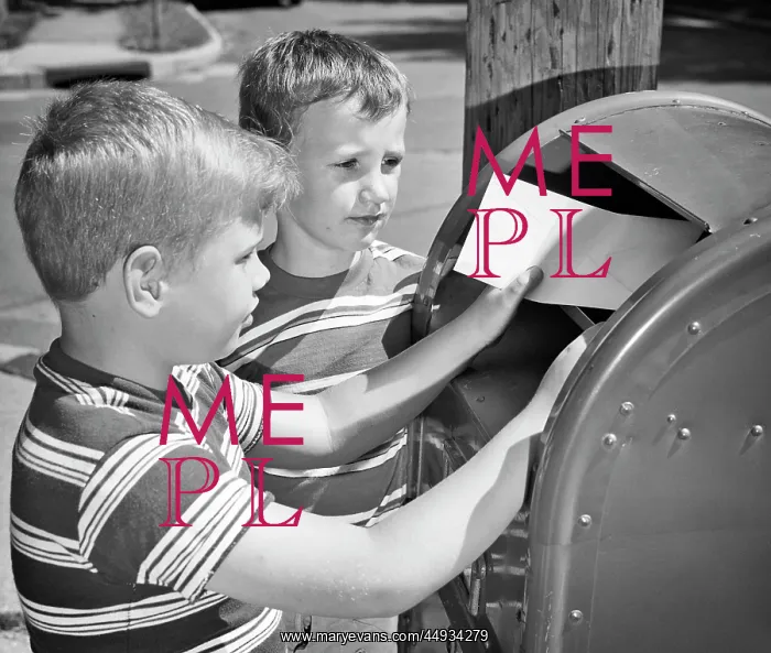 : Two Boys Mailing Letter in Mailbox : Two Boys Mailing Letter in Mailbox