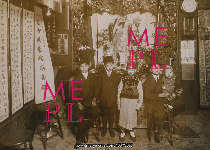 : Five boys at New Years celebration, Chinatown : Five boys at New Years celebration, Chinatown