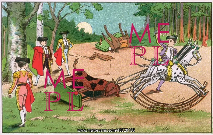 : Four boys playing at Bullfighting : Four boys playing at Bullfighting