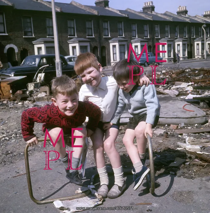 : Boys playing with junk, Balham, SW London : Boys playing with junk, Balham, SW London