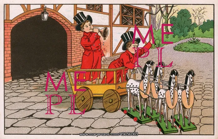 : Two boys playing at riding a Carriage : Two boys playing at riding a Carriage