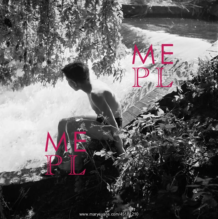 : Boys playing at a weir : Boys playing at a weir
