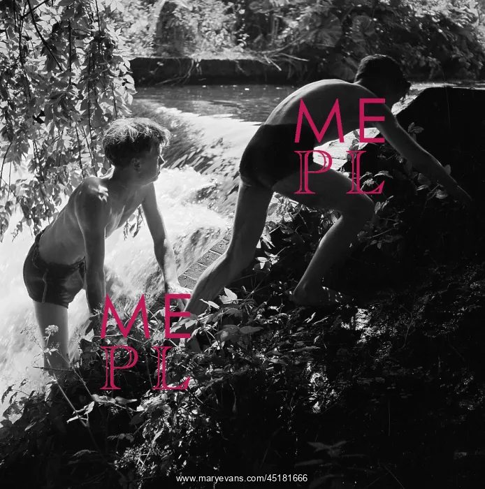 : Boys playing at a weir : Boys playing at a weir