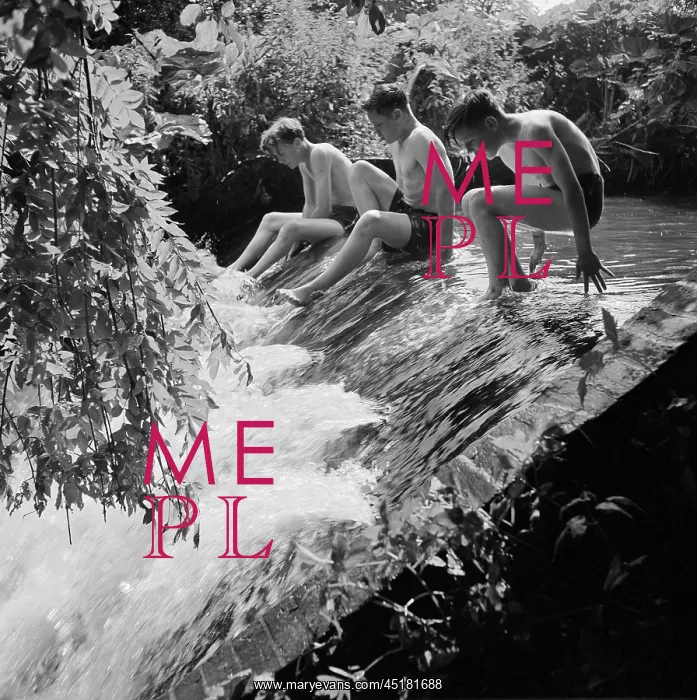 : Boys playing at a weir : Boys playing at a weir
