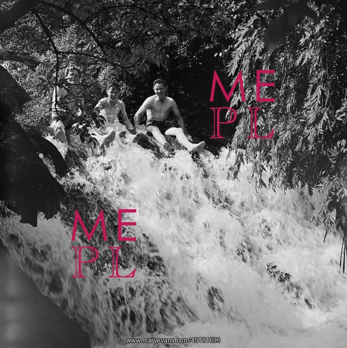 : Boys playing at a weir : Boys playing at a weir