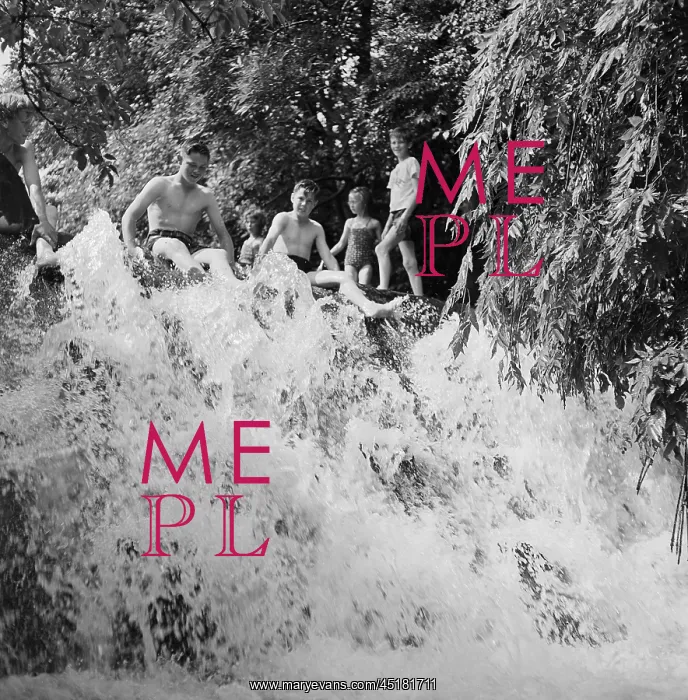 : Boys playing at a weir : Boys playing at a weir