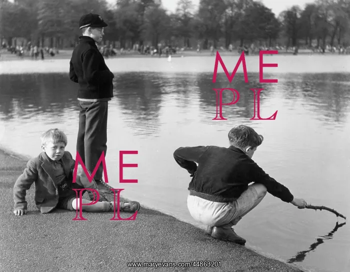 : BOYS AT POND : BOYS AT POND