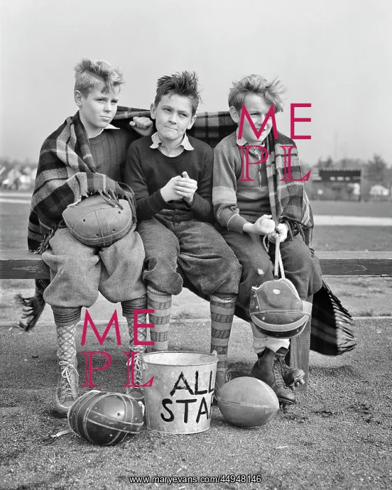 : Three Boys Sitting on Bench Wrapped in Blanket : Three Boys Sitting on Bench Wrapped in Blanket