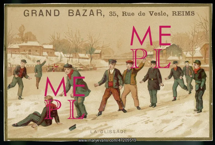  : Boys Sliding on Snow