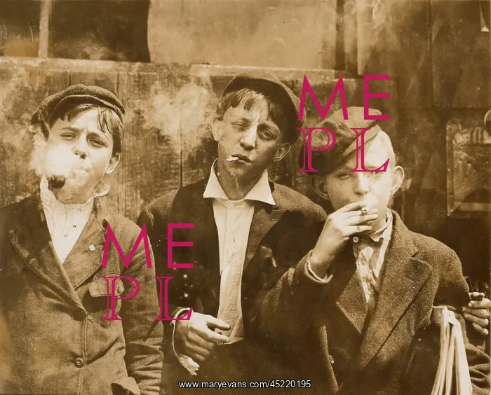 : Boys smoking, original caption: A.M. Monday, ? : Boys smoking, original caption: A.M. Monday, ?