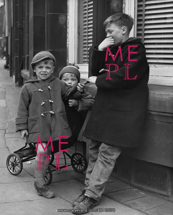 : Three boys on a street : Three boys on a street