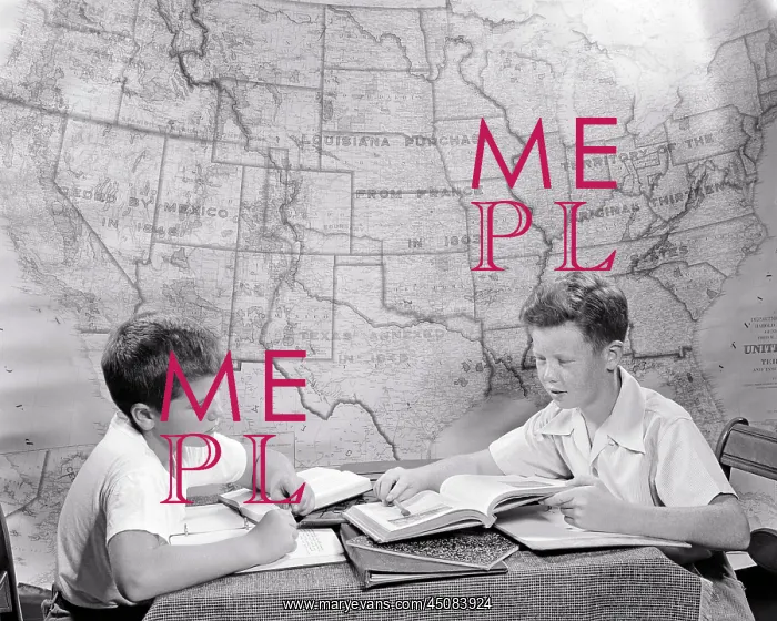 : Two Boys Studying together Doing Homework at Table : Two Boys Studying together Doing Homework at Table