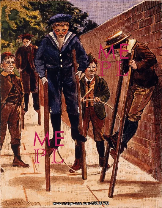 : Boys Walking on Stilts : Boys Walking on Stilts