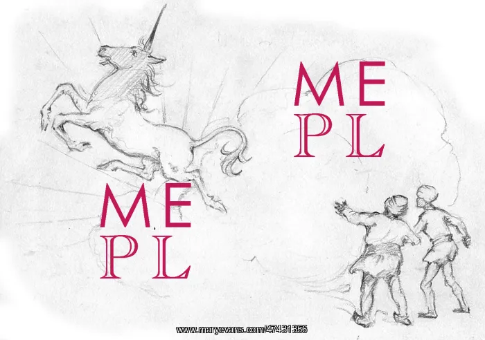 : Two boys watch a unicorn jumping over a cloud : Two boys watch a unicorn jumping over a cloud